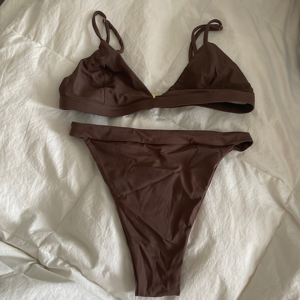 AEXAE super cute and vintage style chocolate brown bikini.